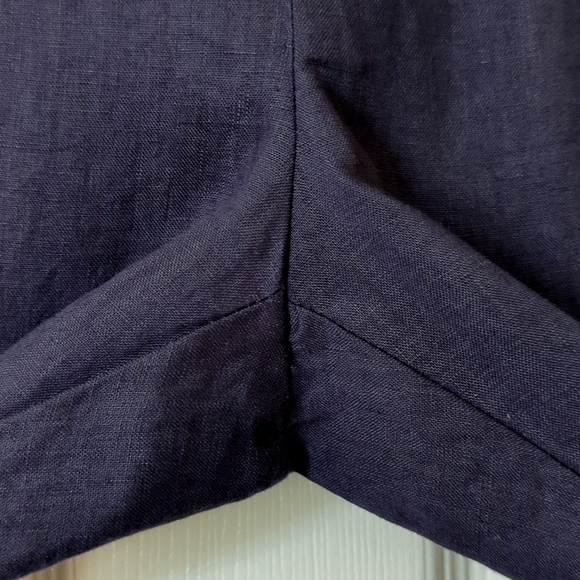 Ellen Tracy 100% Linen High Waisted Slim Tapered Leg Soft Pants Ink Navy Medium - Picture 12 of 14